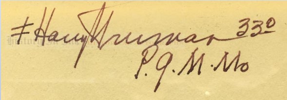 Harry S. Truman - Masonic Signature